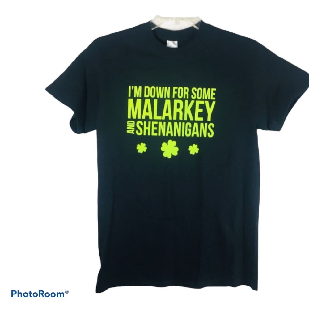 Funny Irish Neon Shamrock‎ St Paddy Day Black Shirt